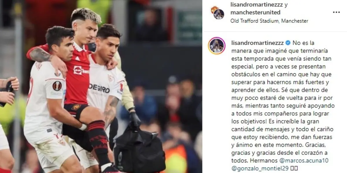 Además, el defensor del Manchester United agradeció a Marcos Acuña y Gonzalo Montiel, sus compañeros de la Selección.