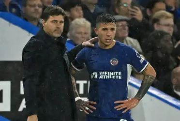 Enzo Fernández y Mauricio Pochettino.